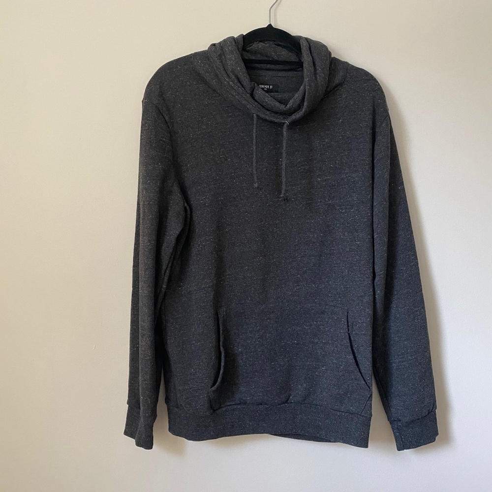 Forever 21 Men's Gray Heathered Cowl Neck Sweater